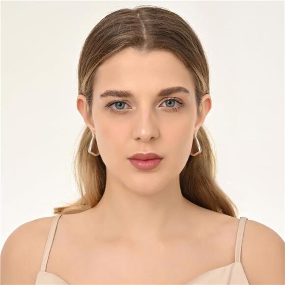 Trendy Geometric Silver Statement Earrings – Chunky Lightweight Drops - Picture 3 of 6